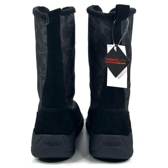 Lands End Thermolite Black Suede Canvas Boots Women's Size 8B All Weather New - Picture 4 of 14